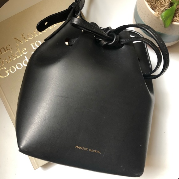 Mansur Gavriel Mini Mini Bucket Bag (Black/Flamma) - Picture 4 of 13